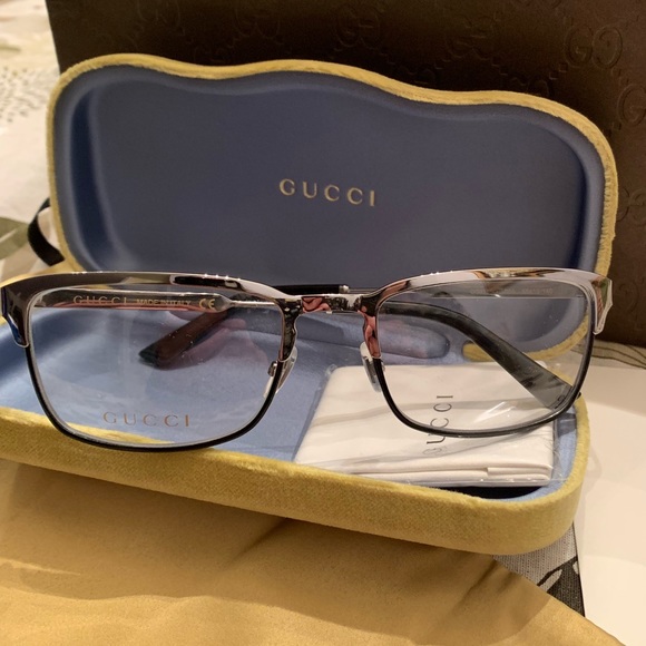 Gucci Accessories - Authentic GUCCI 55m Rect Silver/ Black Opt.glasses